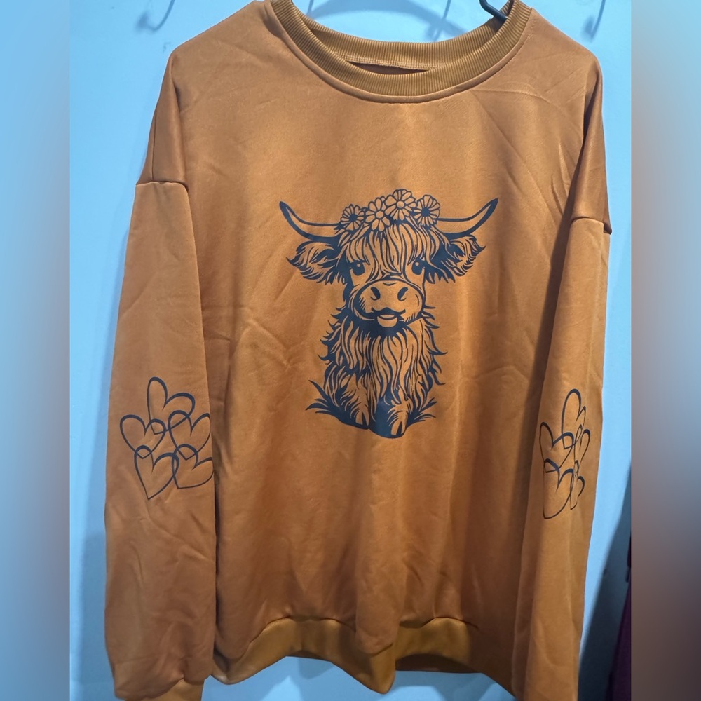 Brown Graphic Highland Cow Sweater